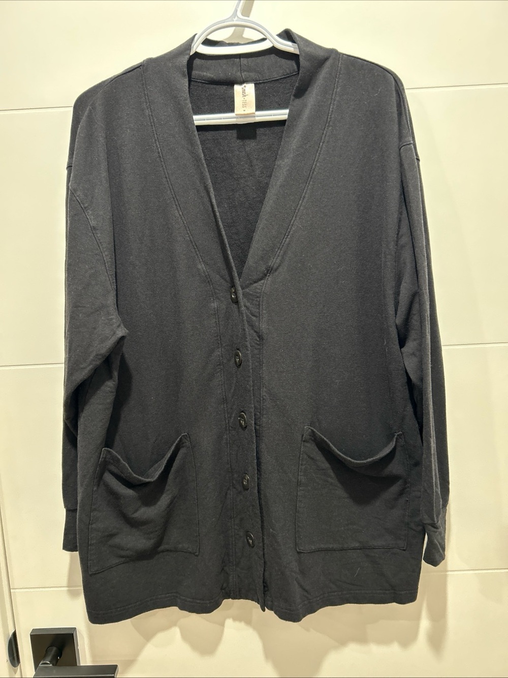 Smash + Tess Black Button-Front V-Neck Cardigan